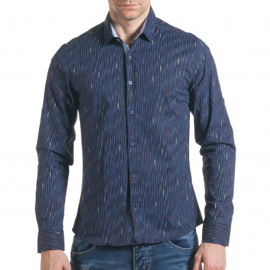 Мъжка синя риза с вертикален принт tsf070217-9 2