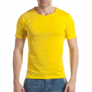 Мъжка жълта тениска с обло деколте it030217-7 2