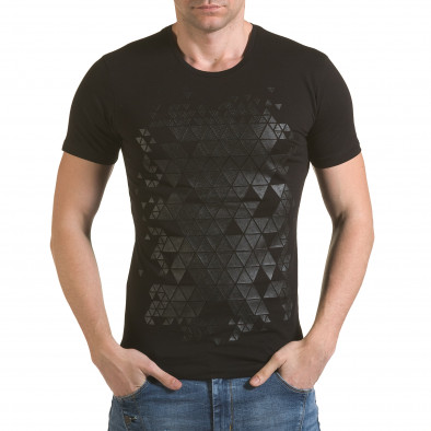Мъжка черна тениска с фигуралнен принт il170216-56 2