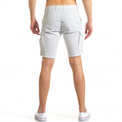 Мъжки бели къси панталони с джобове на крачолите it140317-146 3