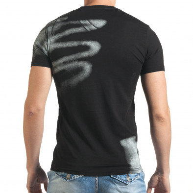 Мъжка черна тениска с контрастна щампа tsf140416-74 3