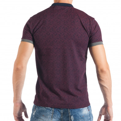 Мъжка тениска с яка в бордо с дребен десен it050618-50 3