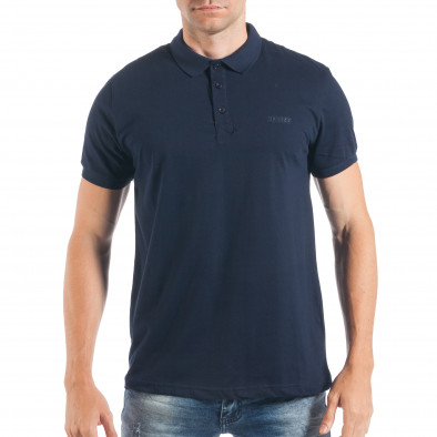 Мъжка тениска с яка basic модел в тъмно синьо tsf250518-31 2