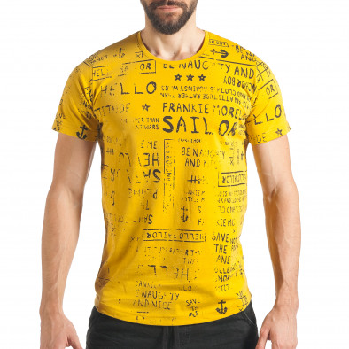 Мъжка жълта тениска с избелели надписи  tsf020218-46 2