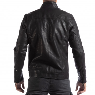 Slim мъжко черно яке от шагренова кожа it250918-91 4