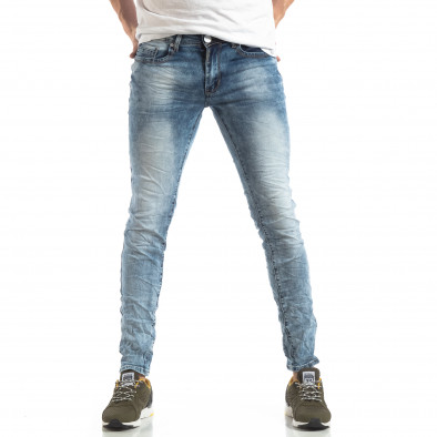 Мъжки Washed Slim Jeans в синьо it210319-14 2