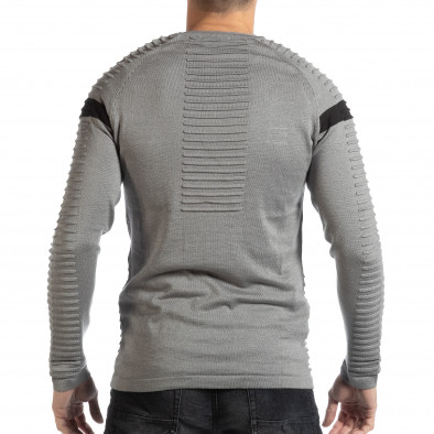 Лек мъжки сив пуловер в рокерски стил it261018-102 3