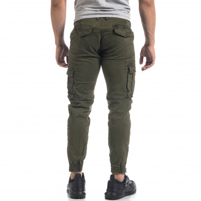 Зелен мъжки карго панталон с ципове на крачолите it071119-27 4