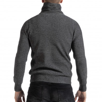 Мъжки пуловер в тъмносиво с асиметрична яка it261018-115 3