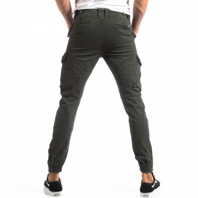 Зелен мъжки карго панталон с ципове на крачолите it250918-1 4