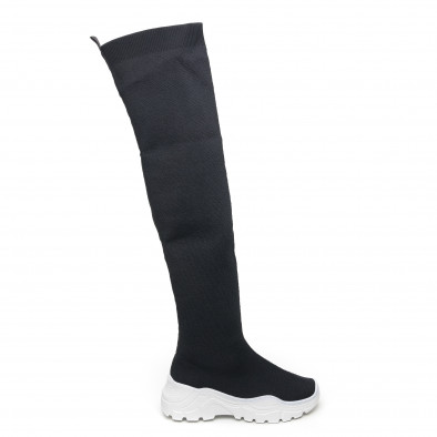 Дамски черни високи ботуши тип чорап it281019-13 2