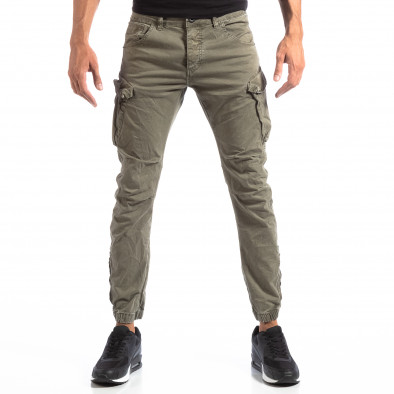 Мъжки зелен Cargo панталон с ципове на крачолите it260918-4 3