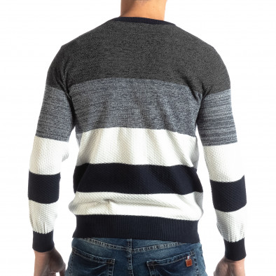 Мъжки пуловер с плетки в синьо и бяло it261018-110 3