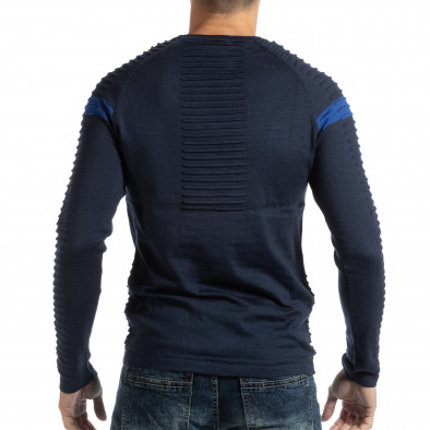 Лек мъжки син пуловер в рокерски стил it261018-101 3