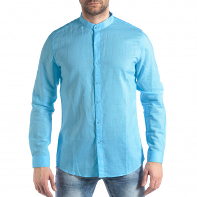 Мъжка ленена риза цвят тюркоаз it260523-2 3
