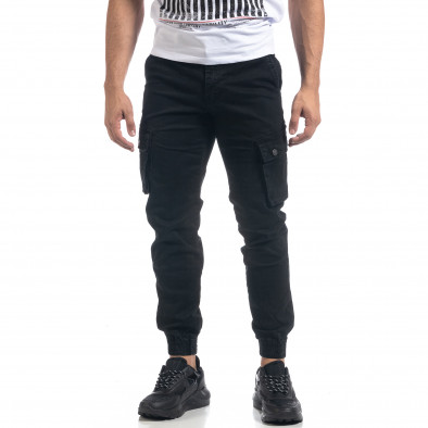 Мъжки черен панталон с карго джобове it071119-23 3