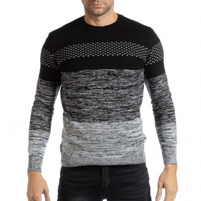 Черно-бял мъжки пуловер it261018-116 2