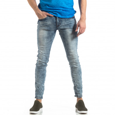 Намачкани Washed Slim Jeans в синьо it210319-13 2