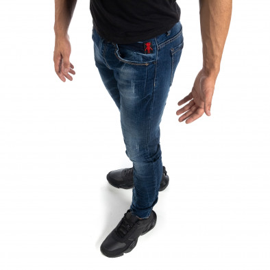 Изтъркани мъжки сини дънки с прокъсвания Slim fit it041019-29 3
