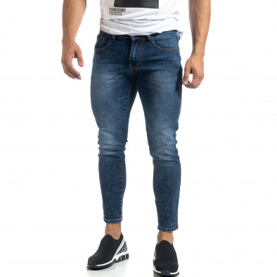 Cropped мъжки сини дънки с кантове Slim fit it041019-26 3