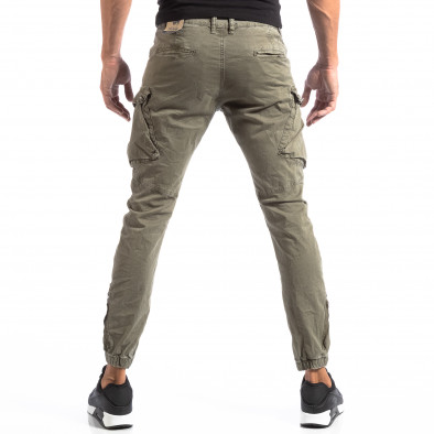 Мъжки зелен Cargo панталон с ципове на крачолите it260918-4 4