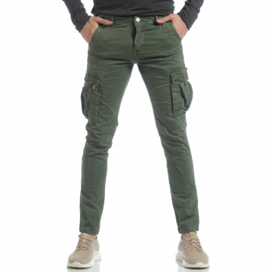 Зелен мъжки панталон с карго джобове it040219-39 3
