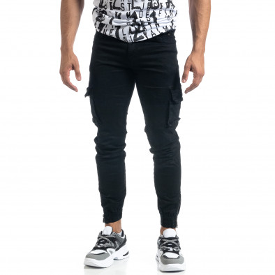 Мъжки черен Cargo Jogger с ципове на крачолите it041019-39 4