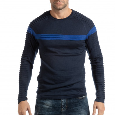 Лек мъжки син пуловер в рокерски стил it261018-101 2