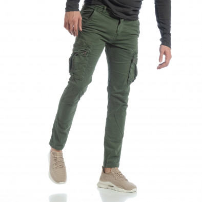 Зелен мъжки панталон с карго джобове it040219-39 2