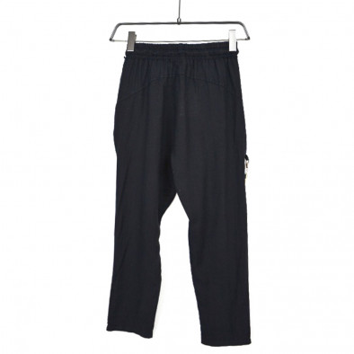 Черен ленен панталон с ластик it120422-14 3