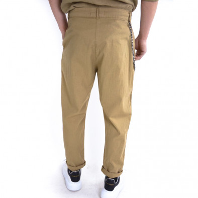 Мъжки камел панталон от памук и лен it120422-15 3