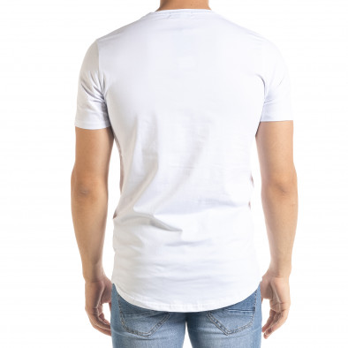 Бяла мъжка тениска с принт и камъчета iv080520-49 3
