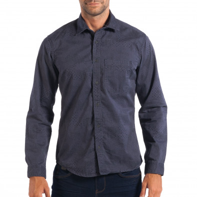 Regular риза в синьо с дребен десен lp070818-113 2