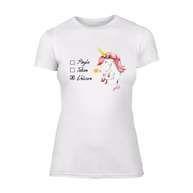 Дамска бяла тениска Unicorn размер S , TMNSPF049S  2