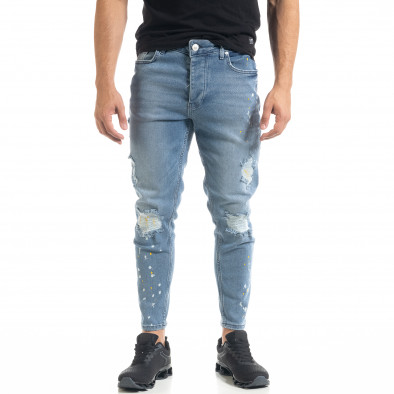 Slim fit мъжки сини дънки Destroyed с кръпки  tr050620-5 2