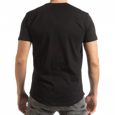 Черна мъжка тениска с гумиран череп tsf190219-22 3
