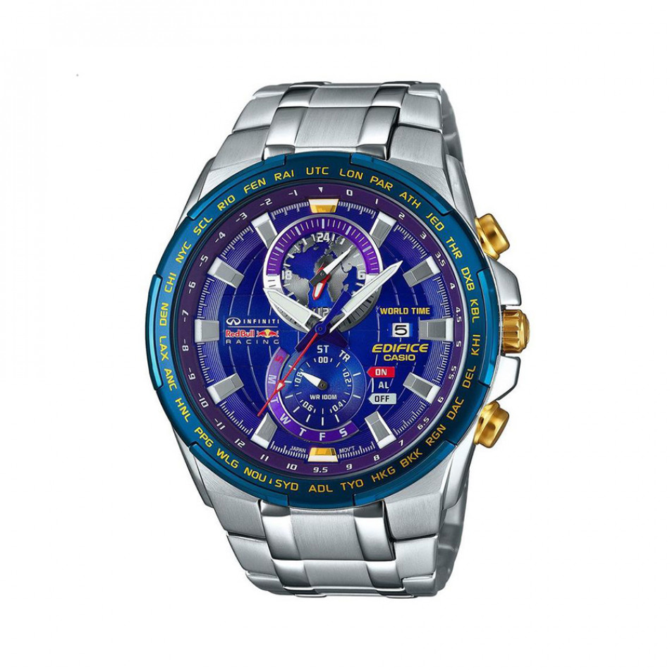 Мъжки часовник Casio Edifice сребрист браслет със златисти бутони EFR550RB2AER