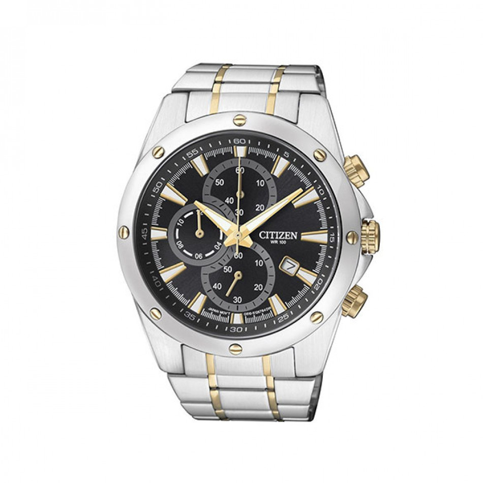 Мъжки часовник Citizen сребрист браслет със златисти детайли AN3534 51E