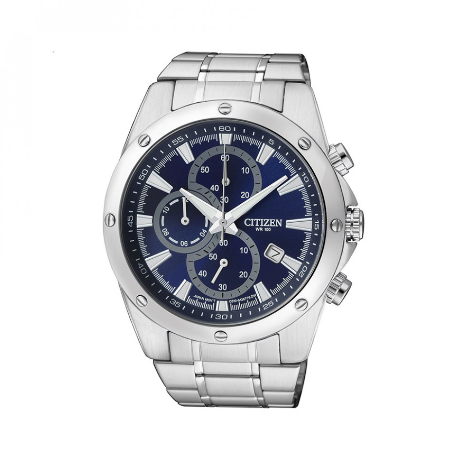 Мъжки часовник Citizen сребрист със син циферблат AN3530 52L