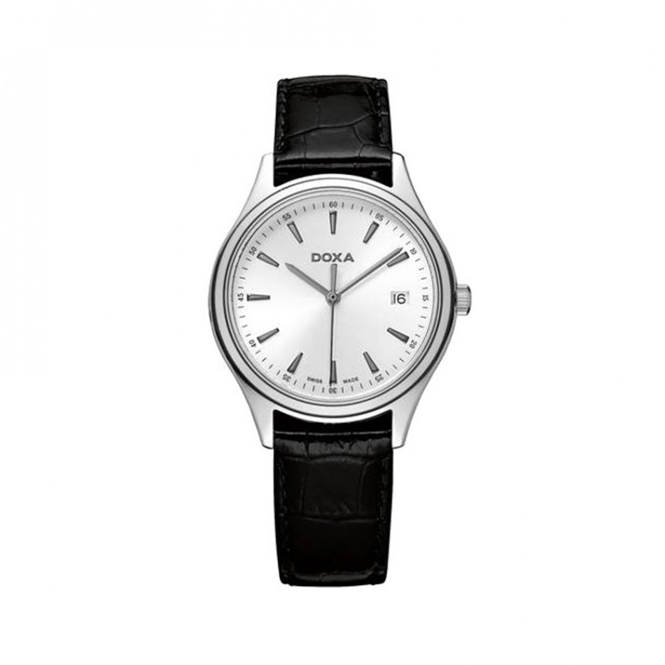 Мъжки часовник DOXA Tradition с черна каишка от естествена кожа 2111002101