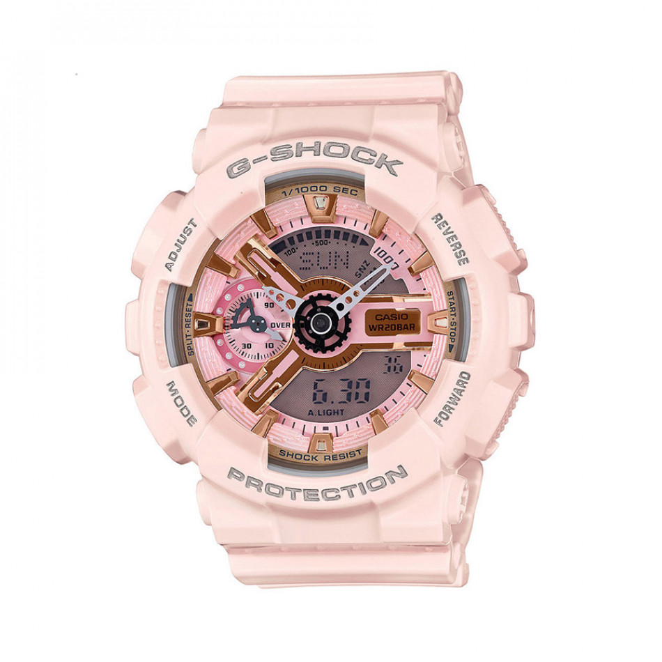 Мъжки спортен часовник Casio G-SHOCK светло розов с бели стрелки GMAS110MP4A1ER