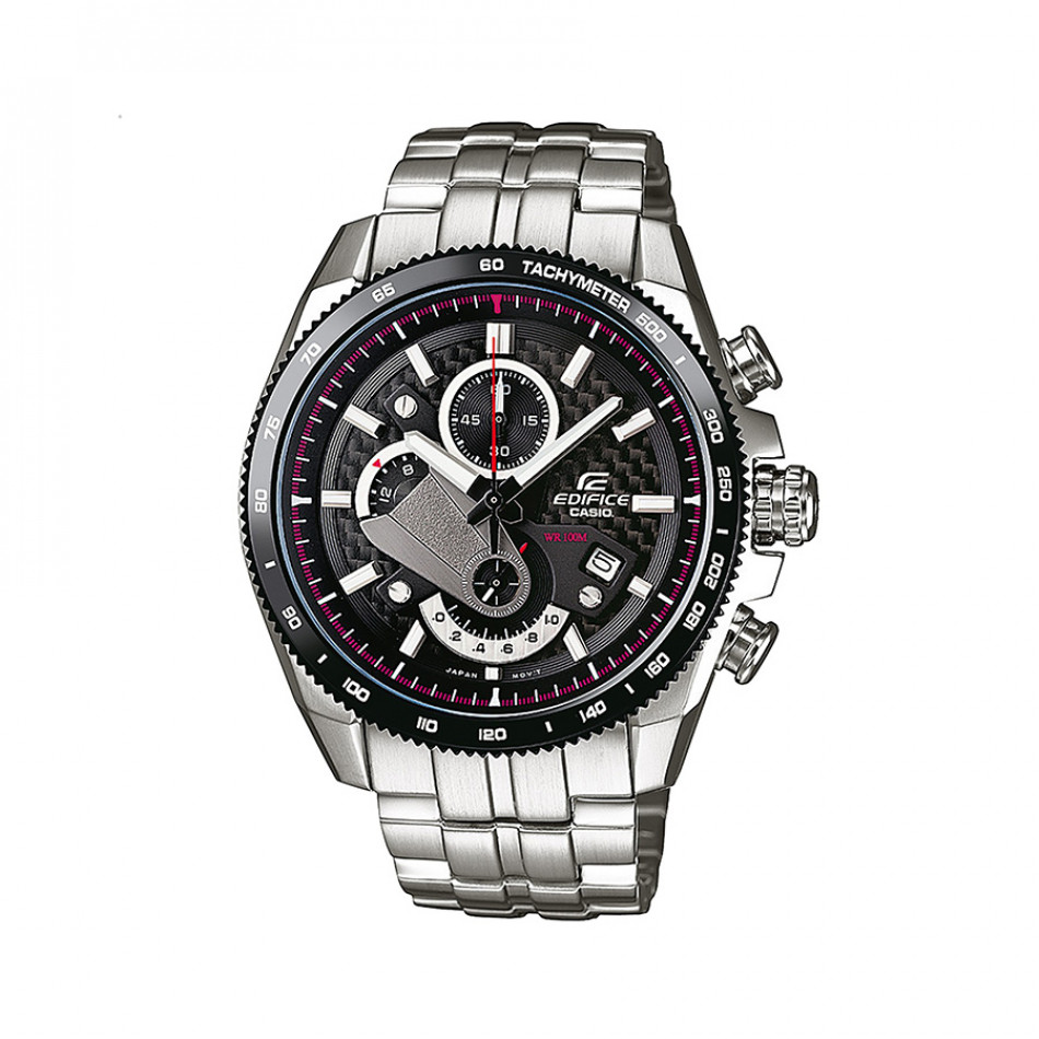 Мъжки часовник Casio Edifice сребрист браслет с червени елементи EFR513SP1AVEF