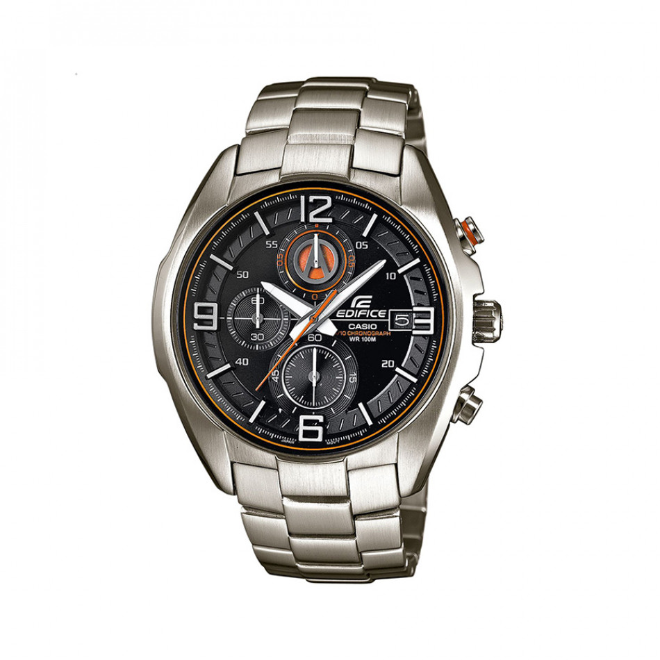 Мъжки часовник Casio Edifice сребрист браслет с оранжев кант в циферблата EFR529D1A9VUEF