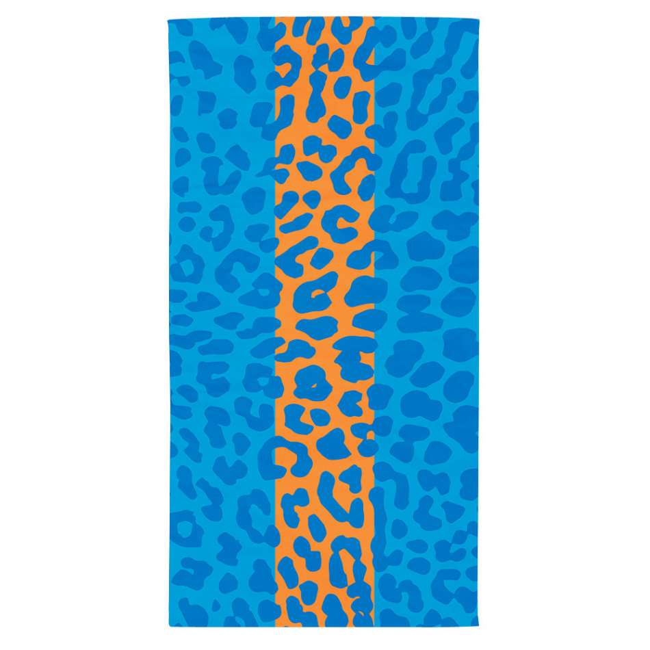 Плажна кърпа в синьо и оранжево с леопардова шарка tsf120416-4