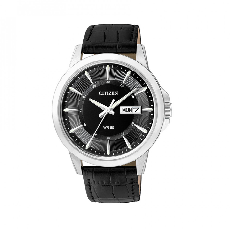 Eco-Drive Black Dial Black Leather Men's Watch BF2011-01EE BF2011 01EE