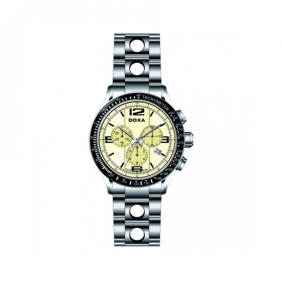 Мъжки часовник DOXA Trofeo сребрист браслет с жълт циферблат 2851004310