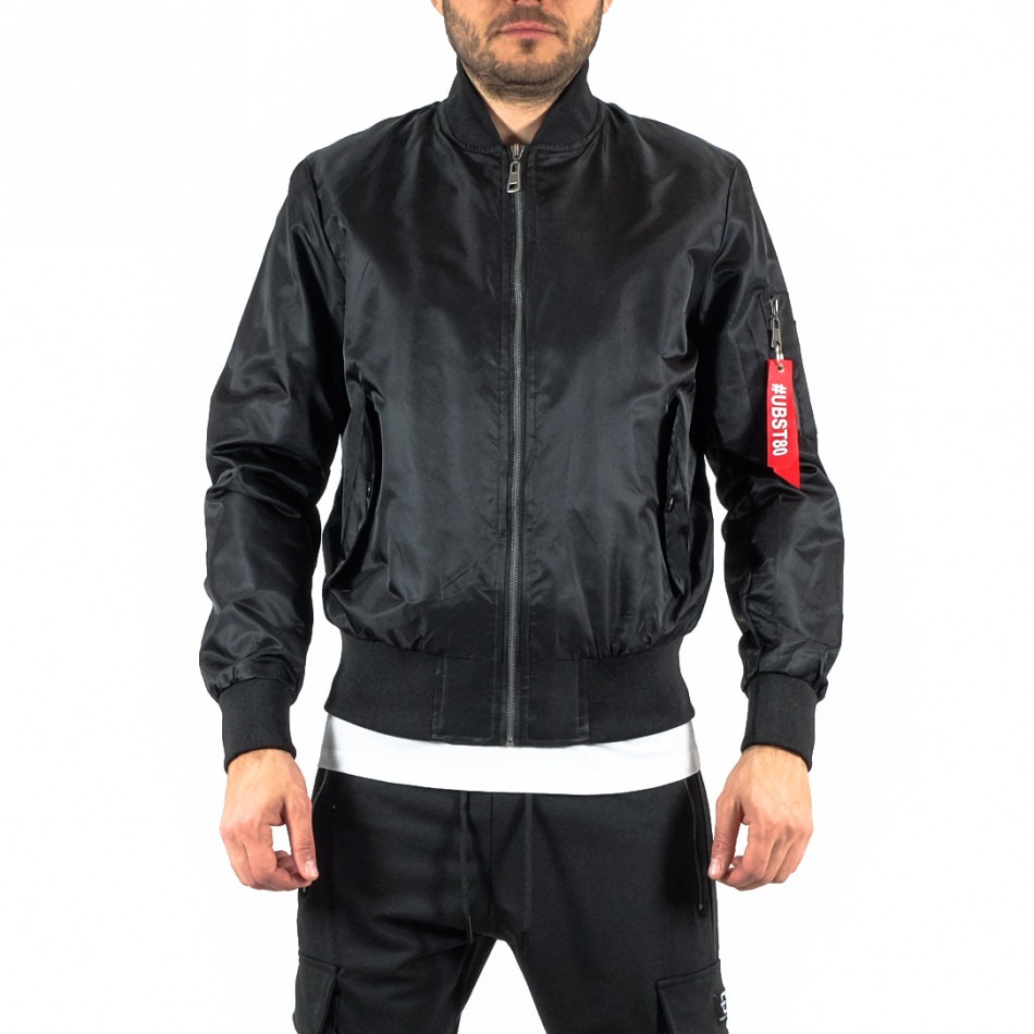 Waterproof мъжко черно яке с джоб на ръкава it210322-9