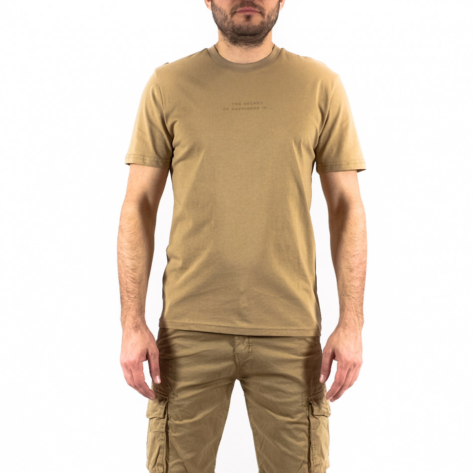 Мъжка тениска с бежов принт tr250322-76