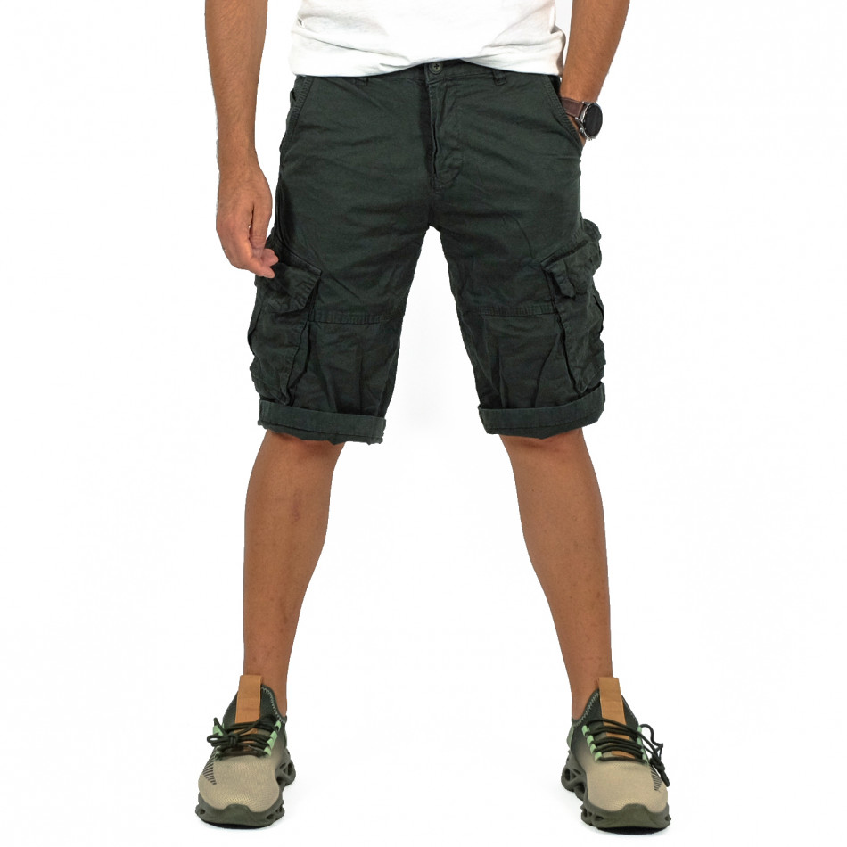 Къси зелени Cargo панталони  tr080622-1
