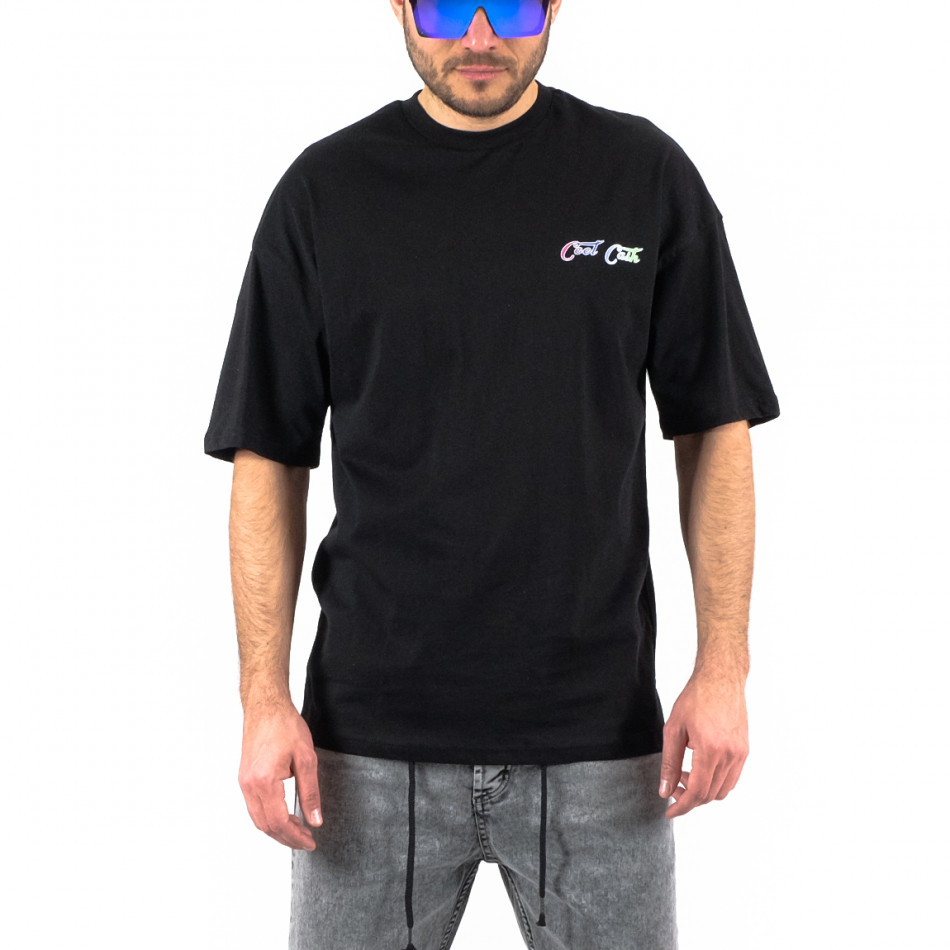 Oversize мъжка черна тениска Back print tr250322-82